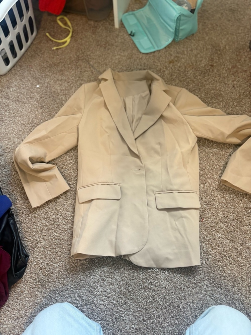 Beige Women's Tailored Blazer Jacket